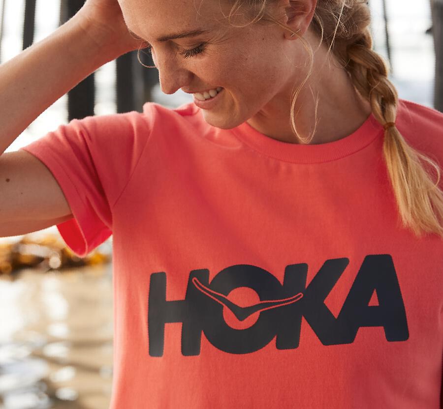 Hoka Australia One One Brand - Womens Tee Orange - GEKCZ-8036